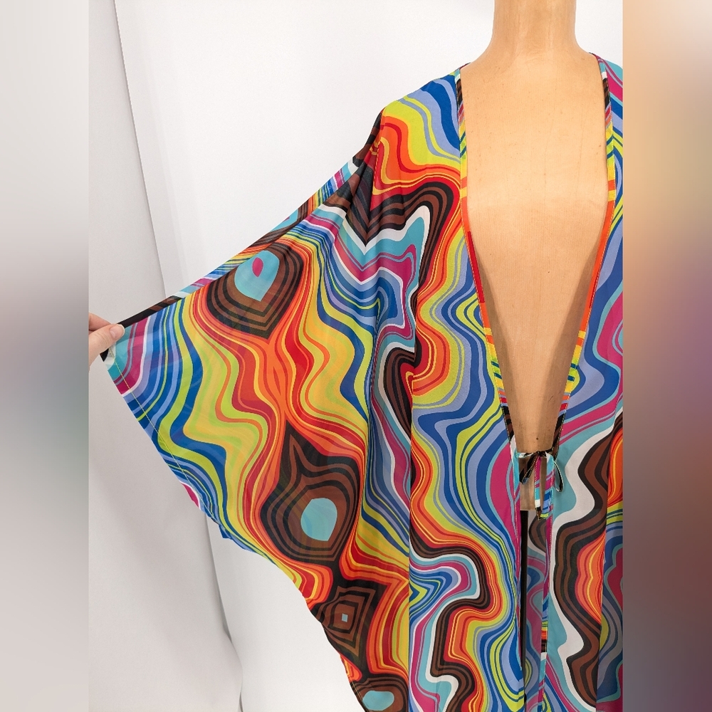 NWT Kaftko x Billy Porter Pride Psychedelic Kaftan Front Tie Size 50 Unisex - Picture 11 of 16